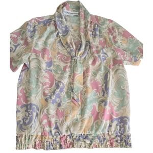Vintage Alfred Dunner Womens Neck Tie Blouse Shirt Size 12 Y2K 90s‎